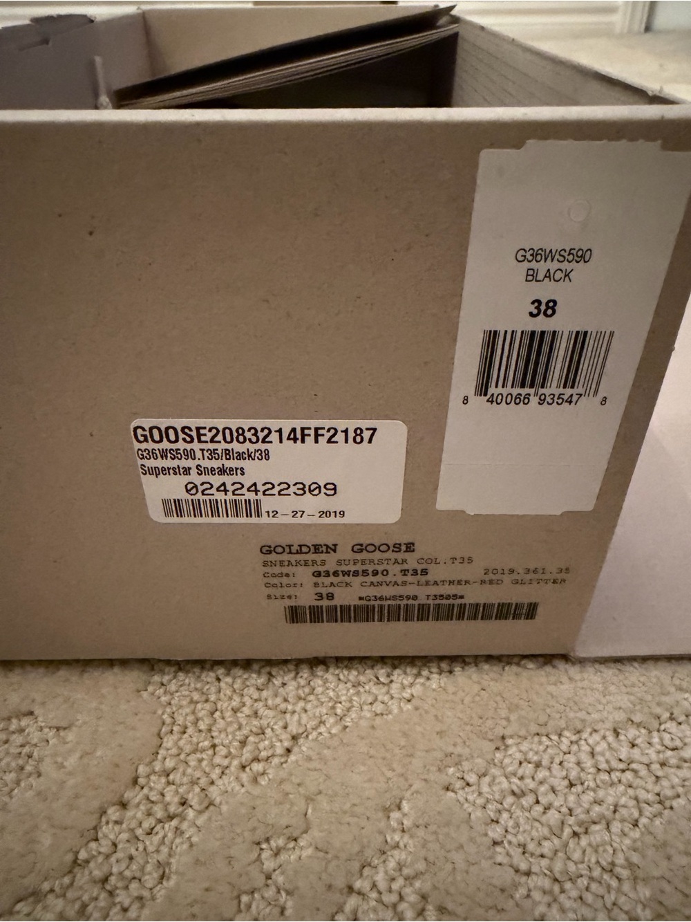 Golden Goose Superstar Black Sneakers with Red Glitter Star - Picture 8 of 9